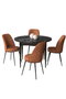 Hanah Home Juego de Mesa y Sillas de Comedor 5 Piezas, Mármol Negro y Rojo Azulejo, Tablero Melamina y Metal